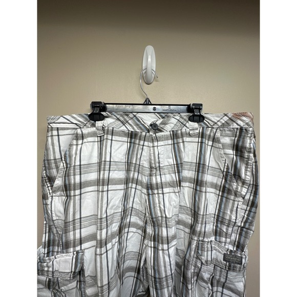 Wrangler Men Plaid Cargo Shorts Size 40 White Gray Blue Casual Outdoor - Picture 4 of 7